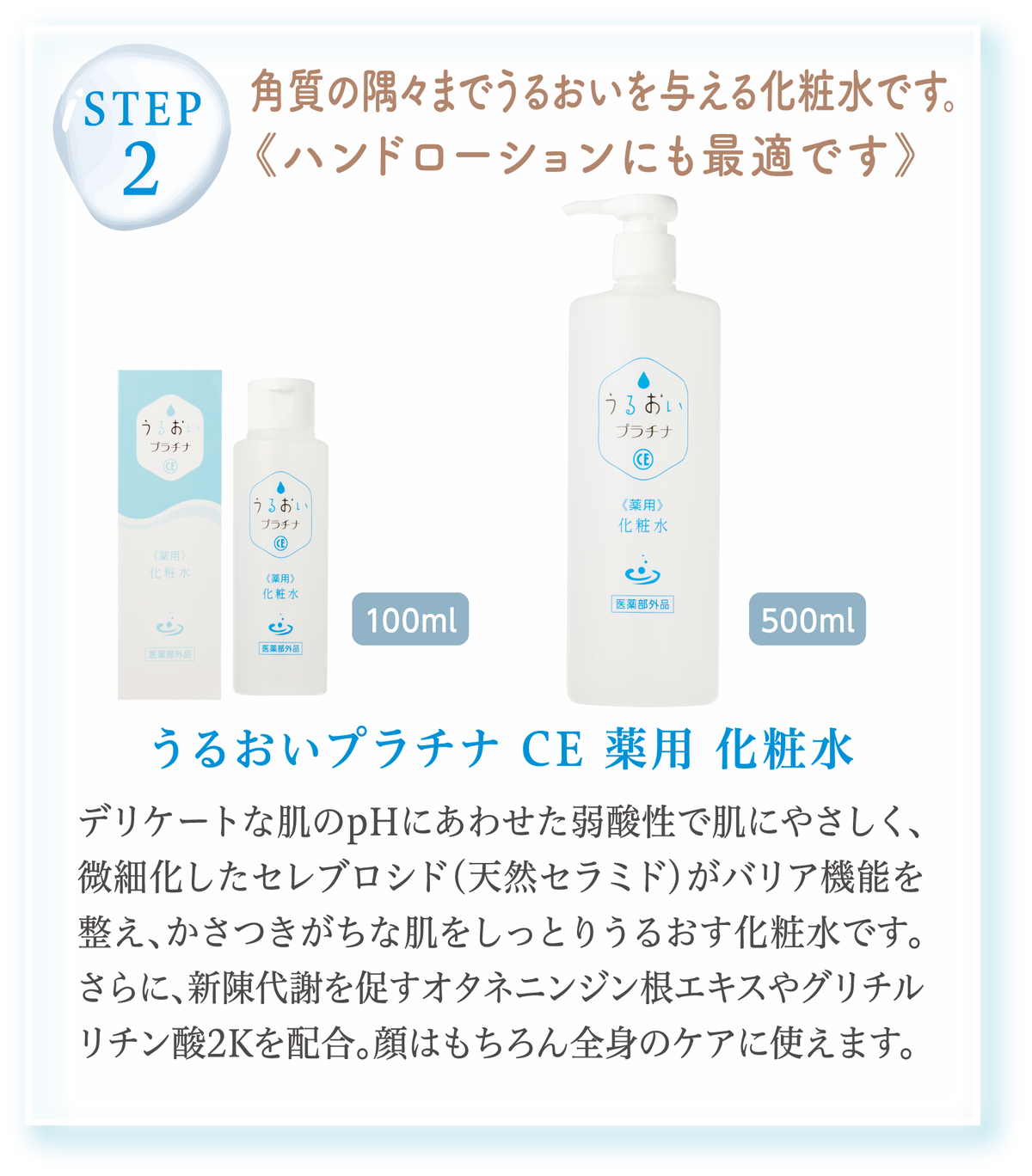 うるおいプラチナ CE 薬用 化粧水 説明画像
