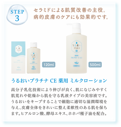 うるおいプラチナ CE 薬用 ミルクローション 説明画像